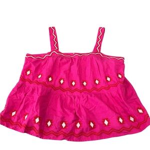 LOFT Pink and White Camisole with Tiered Design